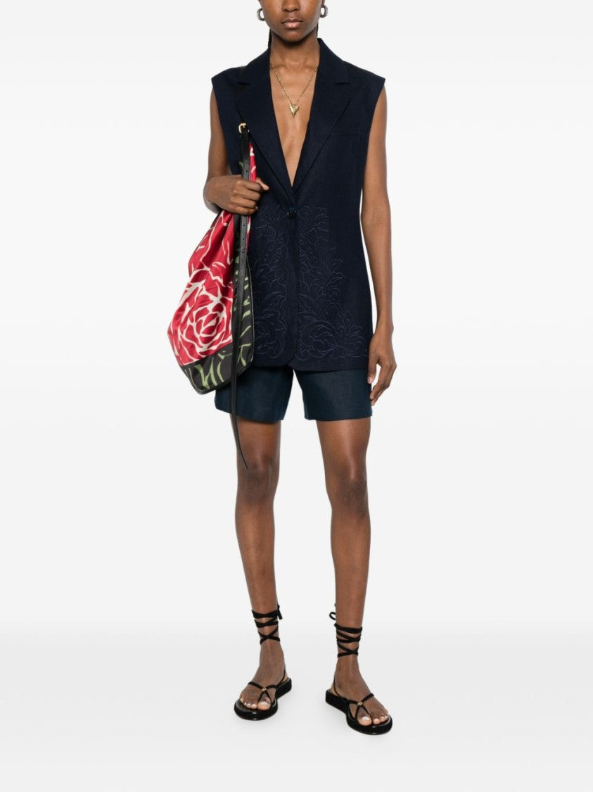 Twin-Set Night Blue Floral Sleeveless Blazer