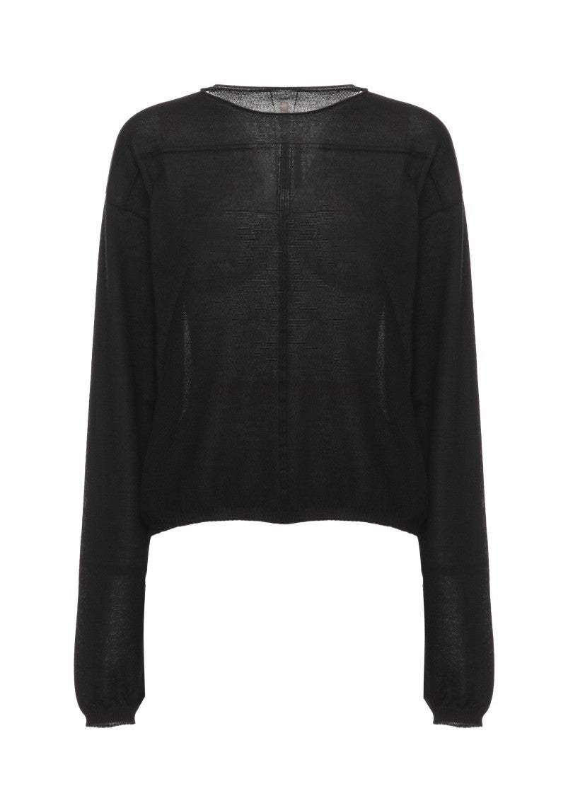 Rick Owens Cropped Cashmere Jersey With Ribbed Accents