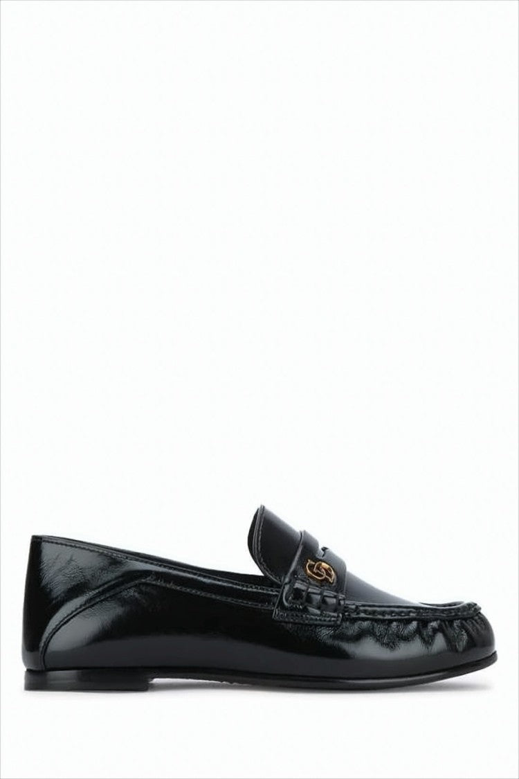 Dior Glossy Calf Leather Loafers With Gold-Tone Accent