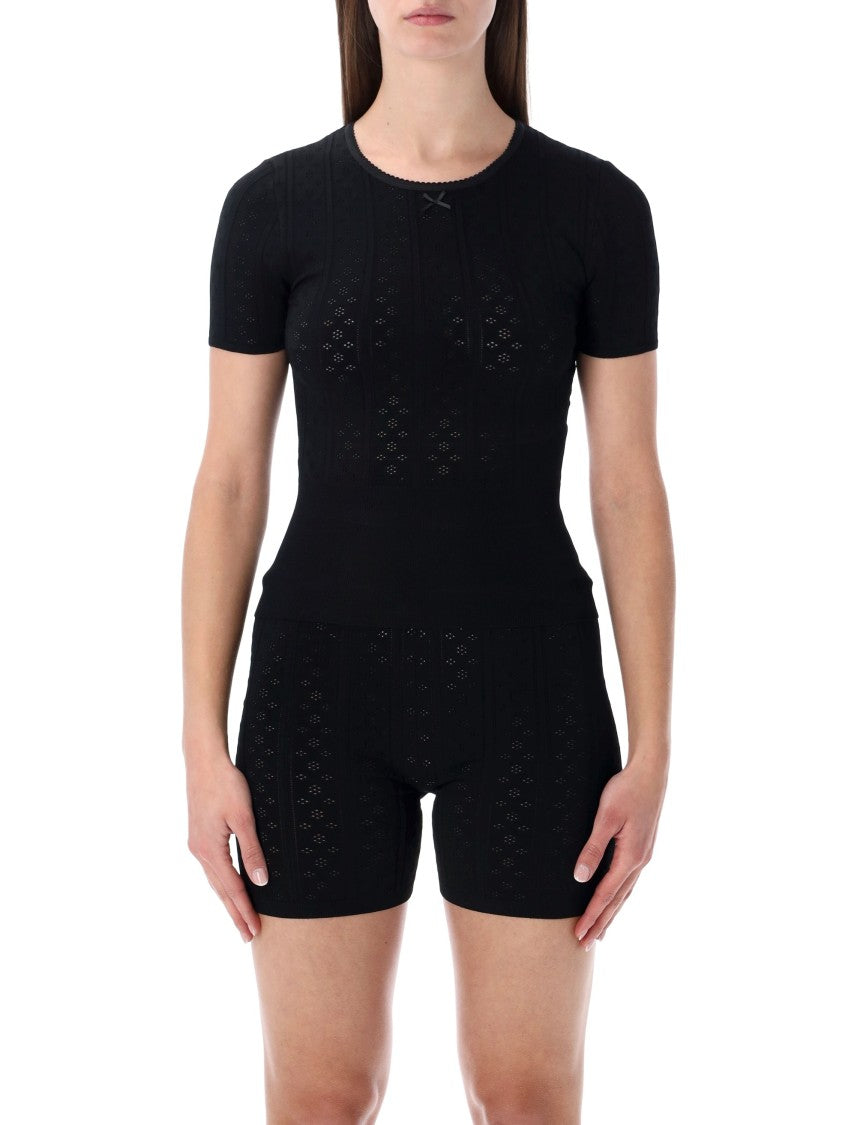 J. W. Anderson Pointelle Knit T-Shirt With Scalloped Neckline
