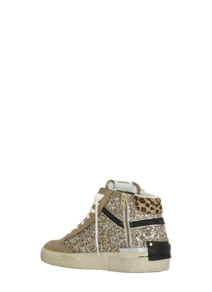 Crime London Beige Sk8 Recut Glitter Sneakers
