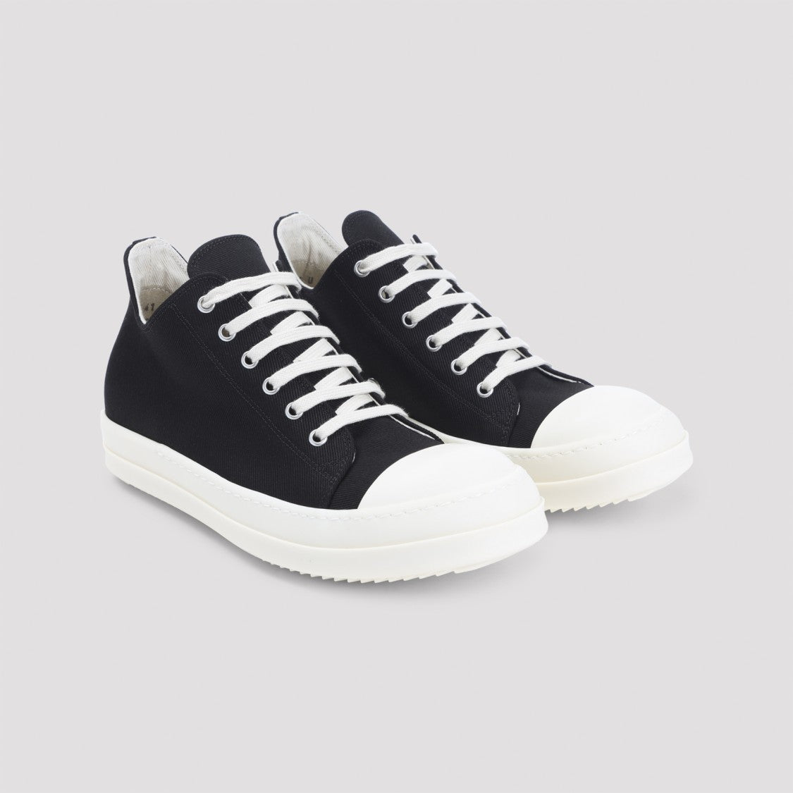 Drkshdw By Rick Owens Black Canvas Sneakers With Rubber Accents