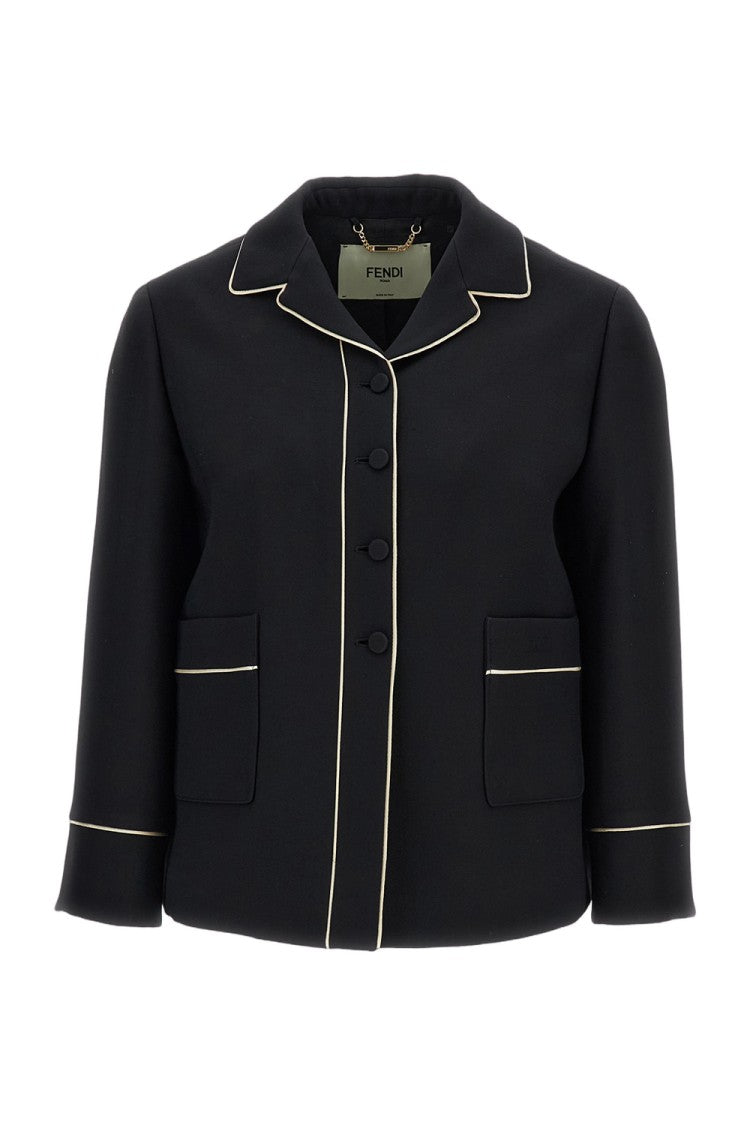 Fendi Tailored Wool-Silk Blouson Jacket