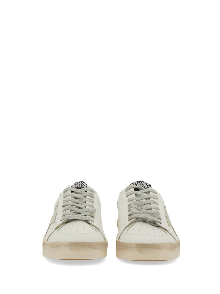 Golden Goose Stardan Low-Top Sneaker With Distressed Off-White Upper And Suede Star Detail