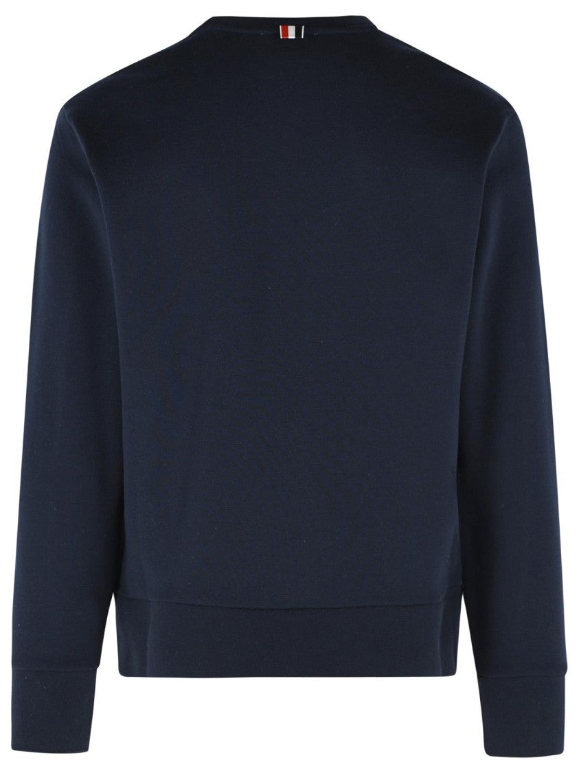 Thom Browne 'Colorblock 4 Bar' White And Blue Cotton Sweatshirt