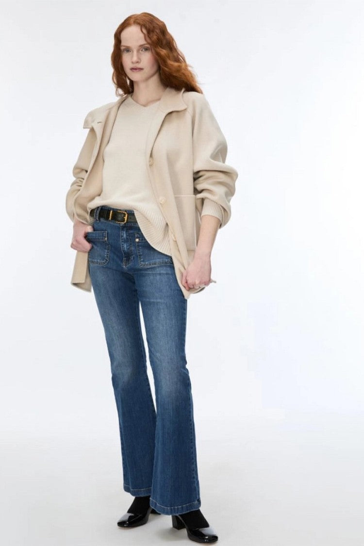 I Blues Cream Hooded Cape-Style Jacket