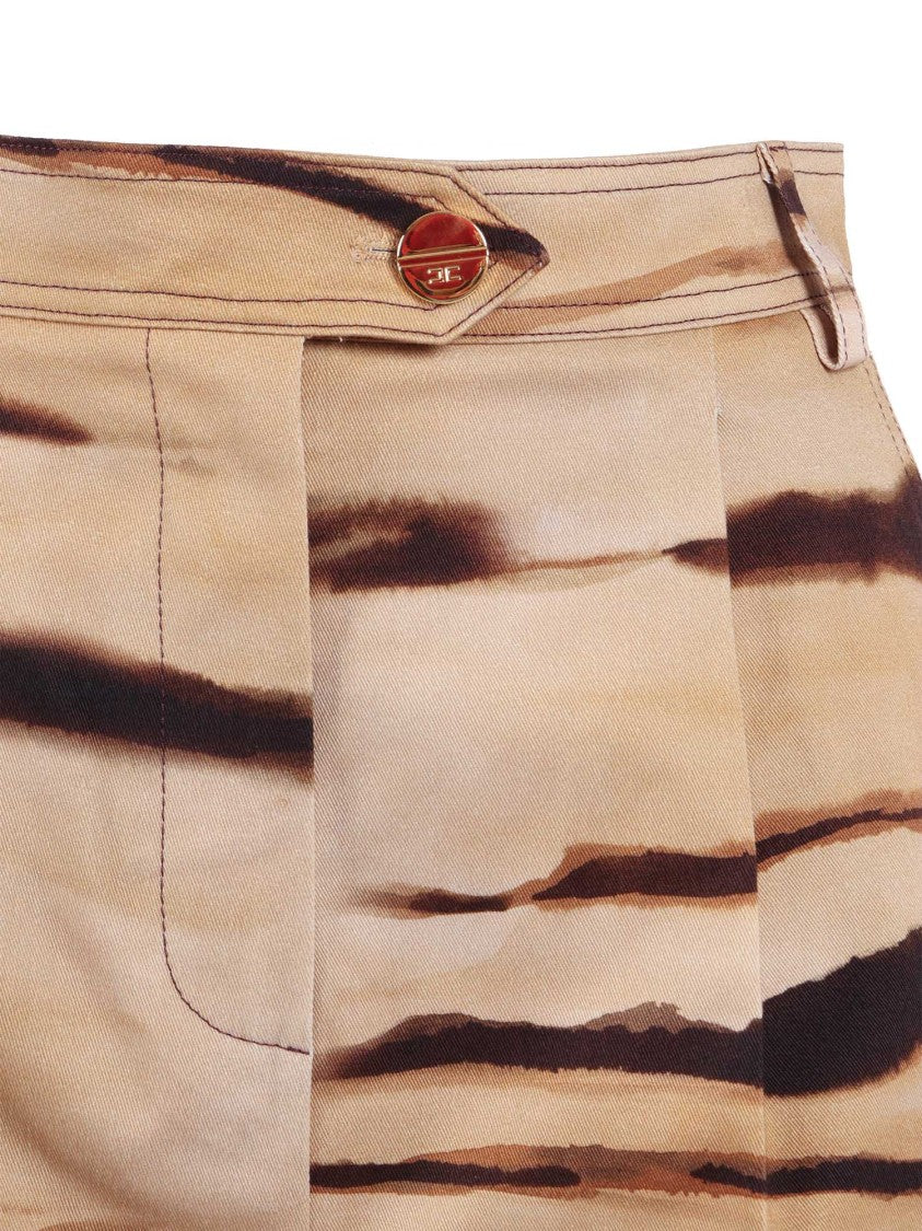 Elisabetta Franchi High Waisted Horizontal Striped Shorts