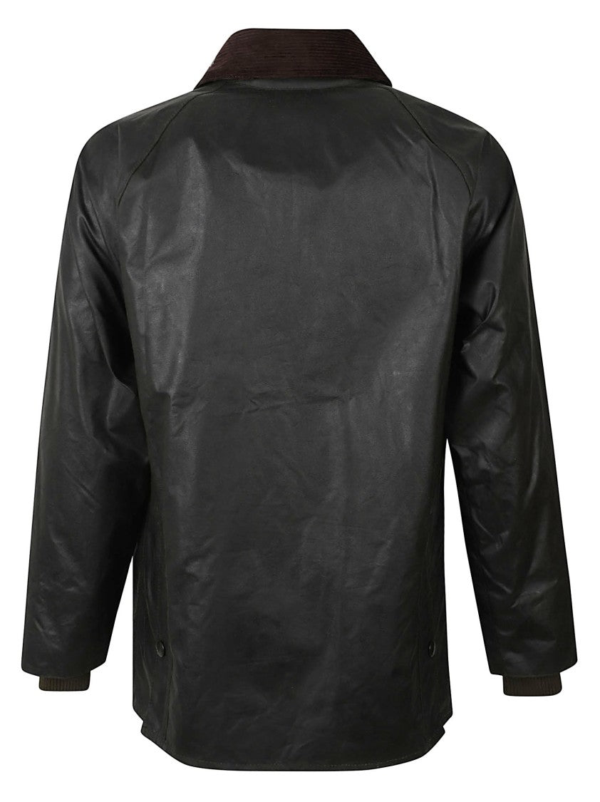 Barbour Dark Green Corduroy Collar Waxed Cotton Jacket