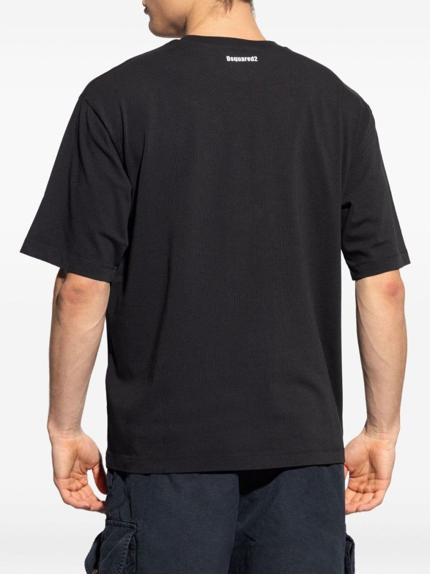 Dsquared2 Black And White Print Cotton T-Shirt