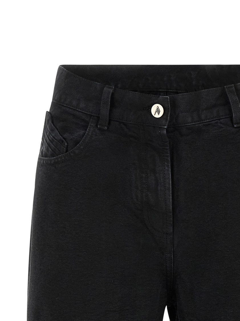 The Attico Garment-Dyed Black Denim Jeans With Back Cut-Out Details