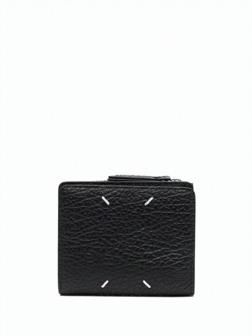 Maison Margiela Textured Calf Leather Flap Wallet With Distinctive Stitches