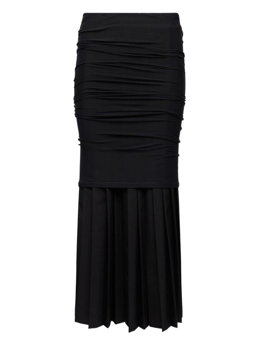 Mm6 By Maison Margiela Pleated Black Skirt With Textured Ruching