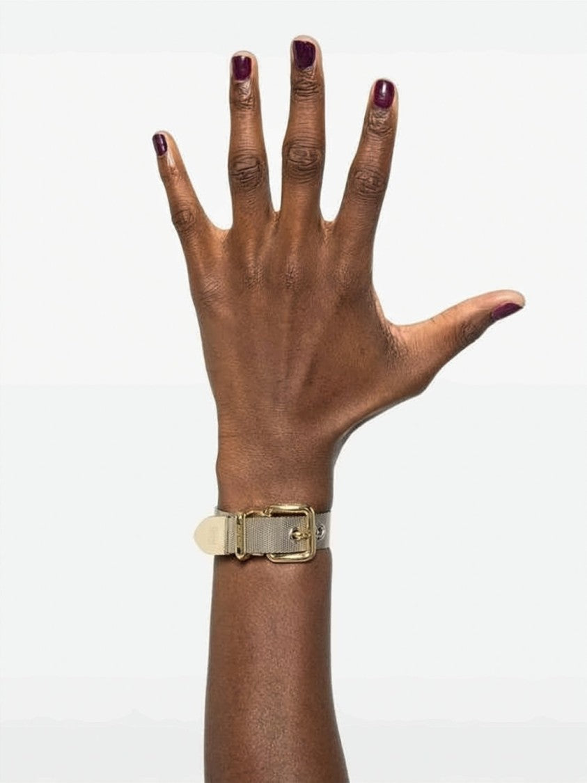 Miu Miu Metal Mesh Bracelet With Adjustable Buckle And Polished Brass Hardware