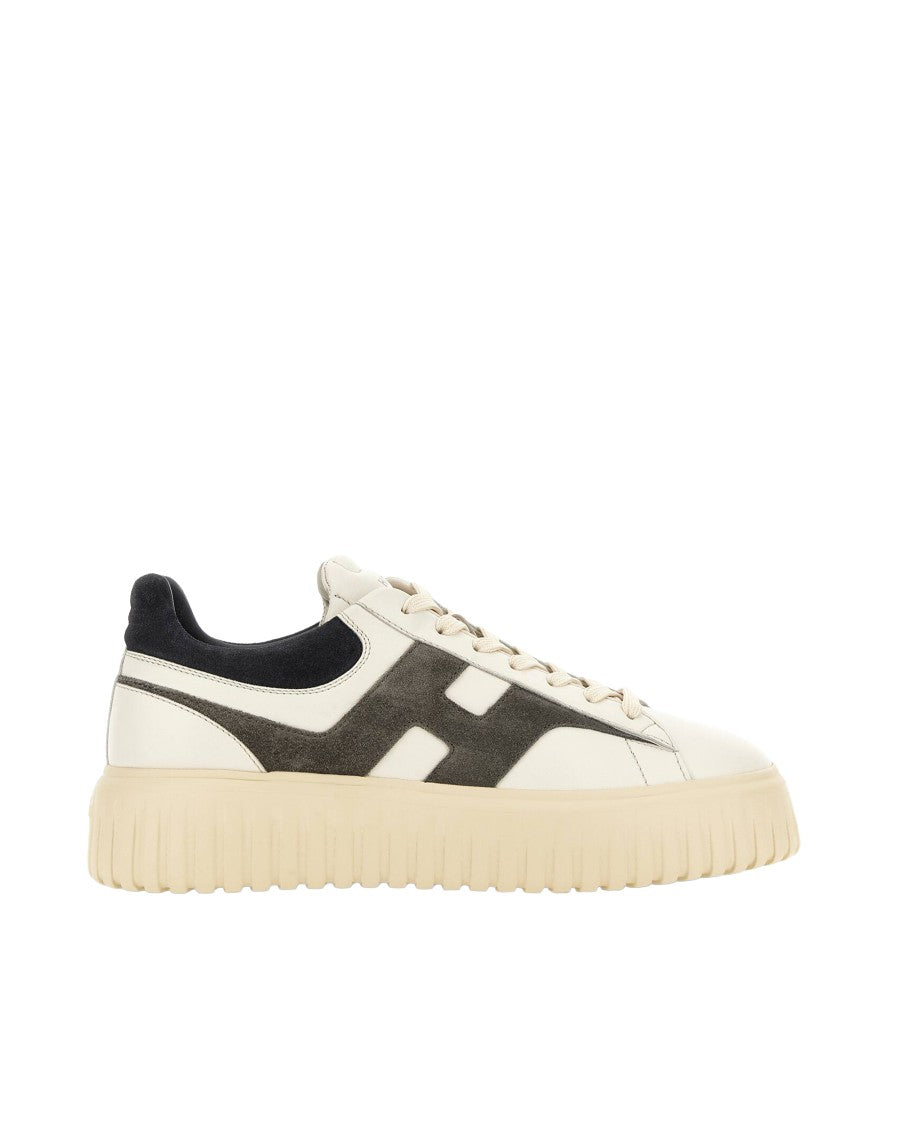 Hogan Ivory H-Stripes Nappa Leather Sneakers