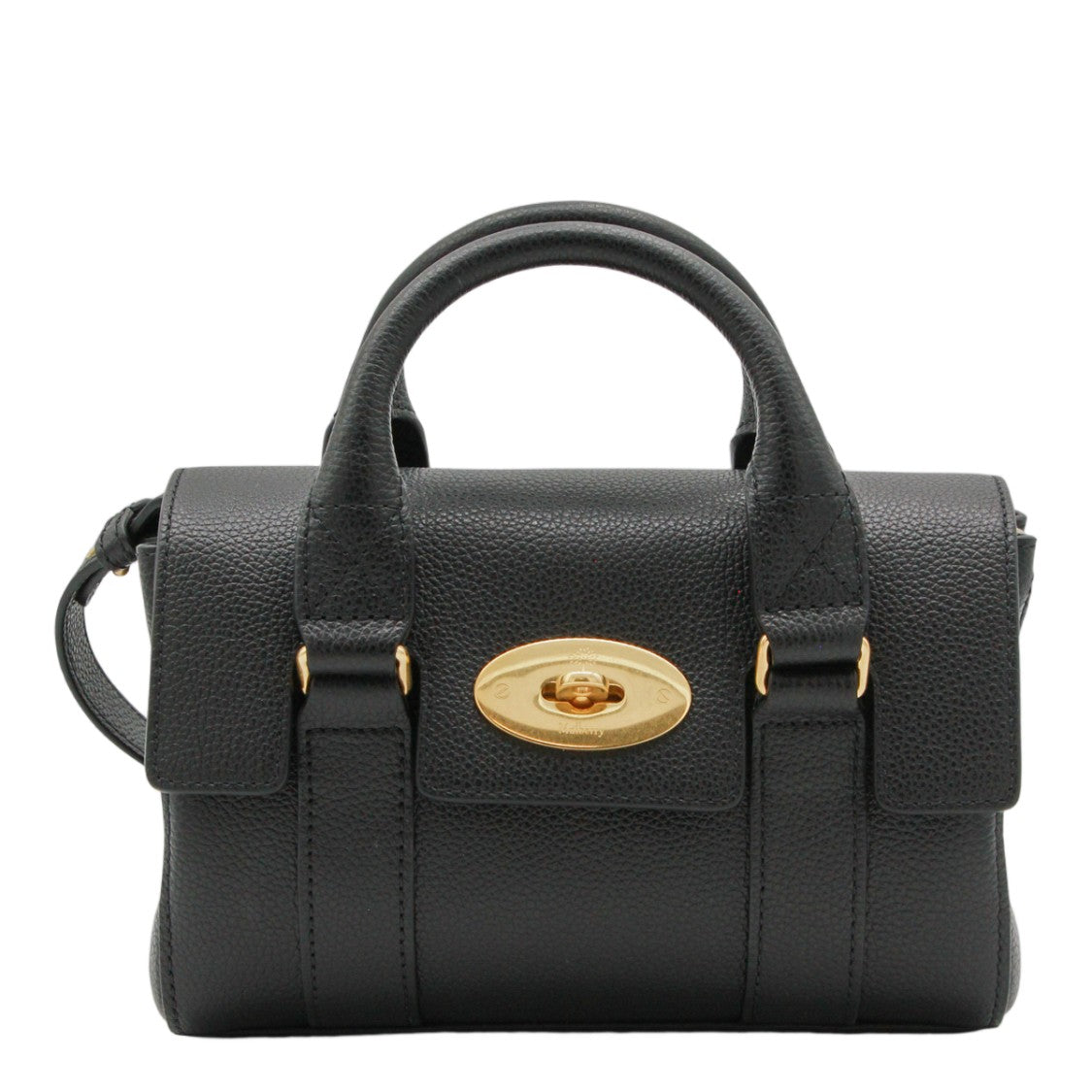 Mulberry Pebbled Texture Handbag With Distinctive Gold-Tone Clasp