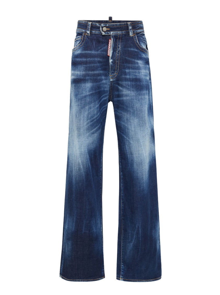 Dsquared2 Wide-Leg Medium Wash Denim Jeans With Comfortable Stretch