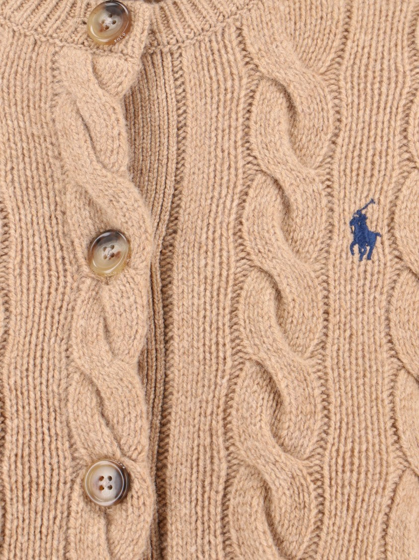 Polo Ralph Lauren Beige Cable Knit Wool-Blend Cardigan