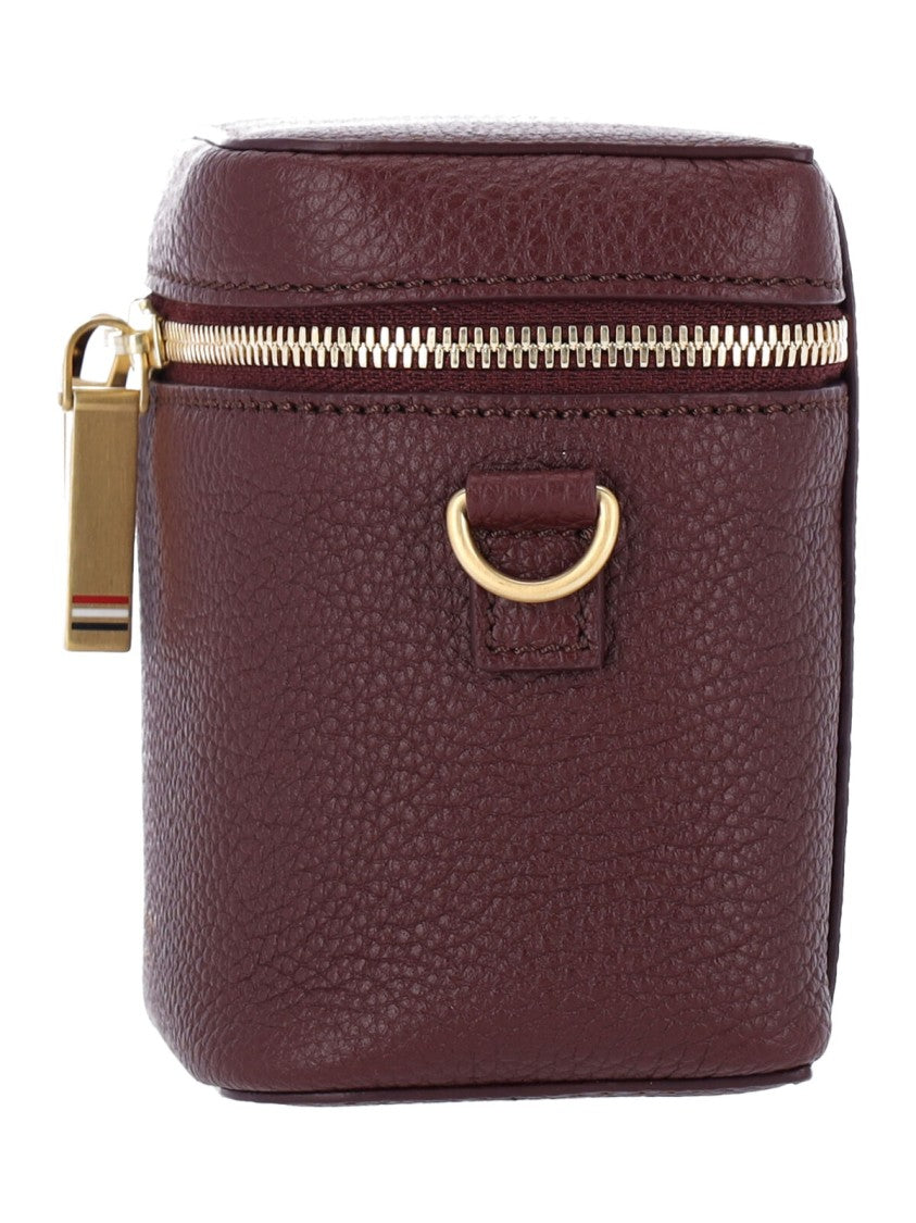Thom Browne Bordeaux Pebbled Leather Adjustable Strap Pouch