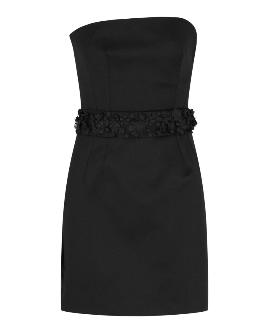 Givenchy Strapless Satin Bustier Dress With Floral Appliques