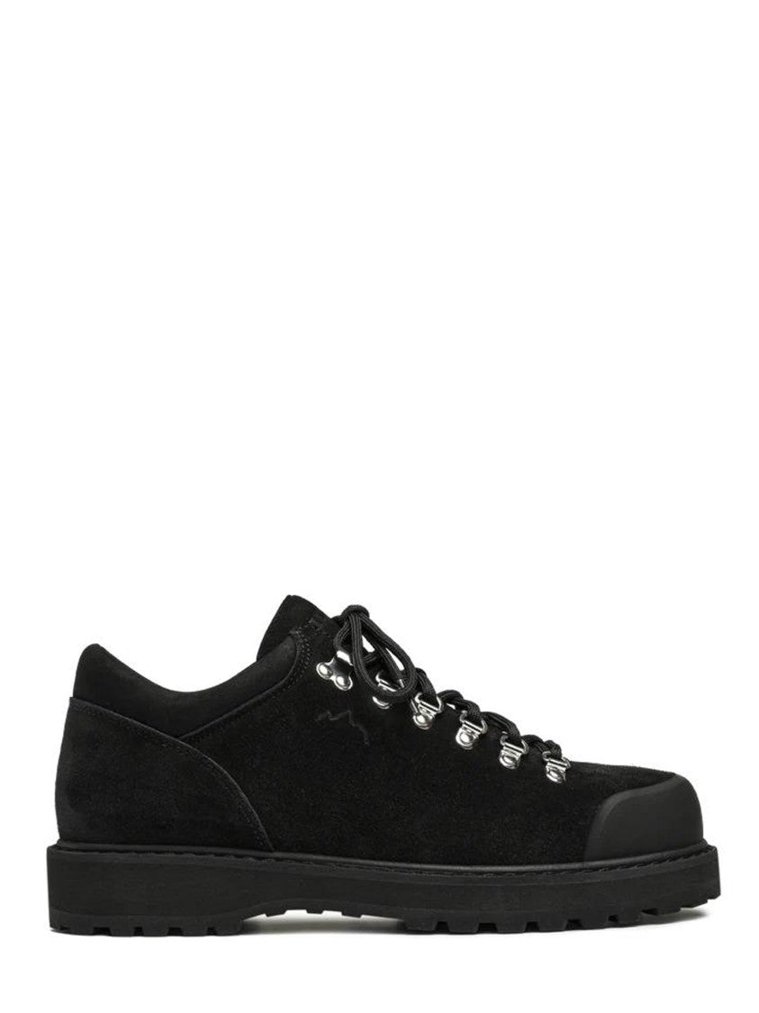 Diemme Black Minimalist Suede Laced-Up Shoes