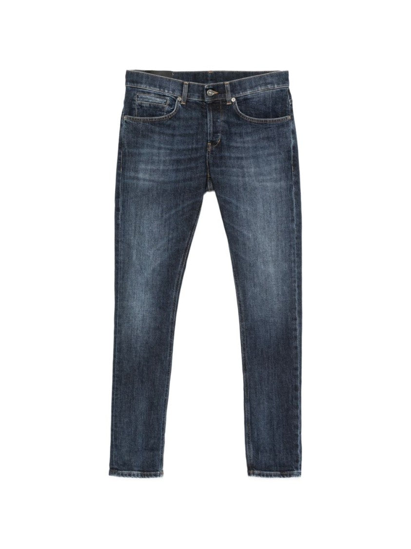 Dondup Dark Blue Faded Whiskered Slim Jeans