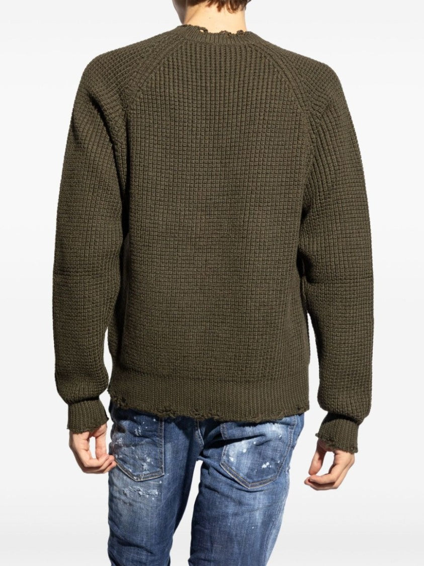 Dsquared2 Textured Knit Sweater With Cut-Out Details And Relaxed Fit
