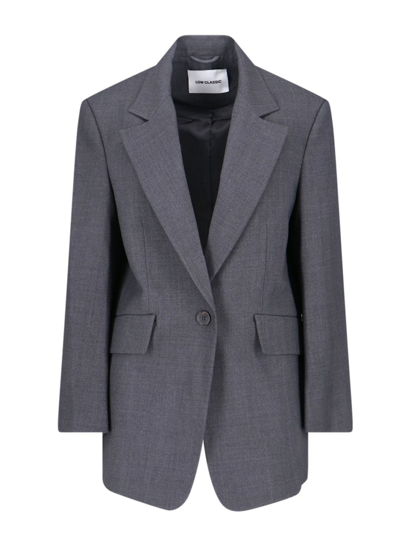 Low Classic Single-Breasted Wool Blazer – Grey