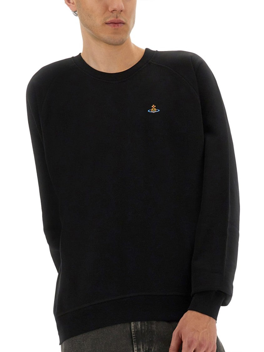 Vivienne Westwood Raglan Sleeve Black Sweatshirt With Embroidered Detail