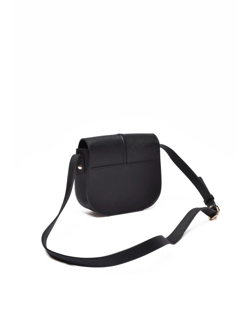 A.P.C. Black Textured Leather Clip Closure Shoulder Bag