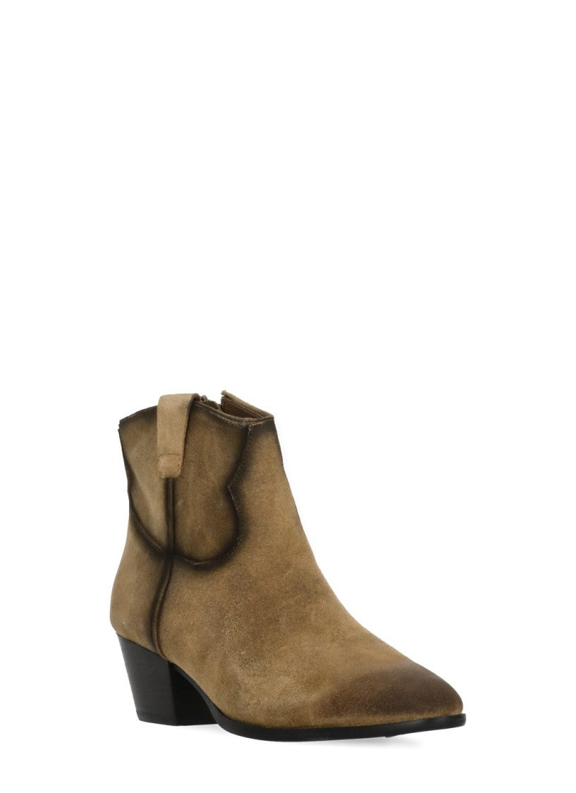 Ash Brown Fame Arrow-Toe Suede Boots