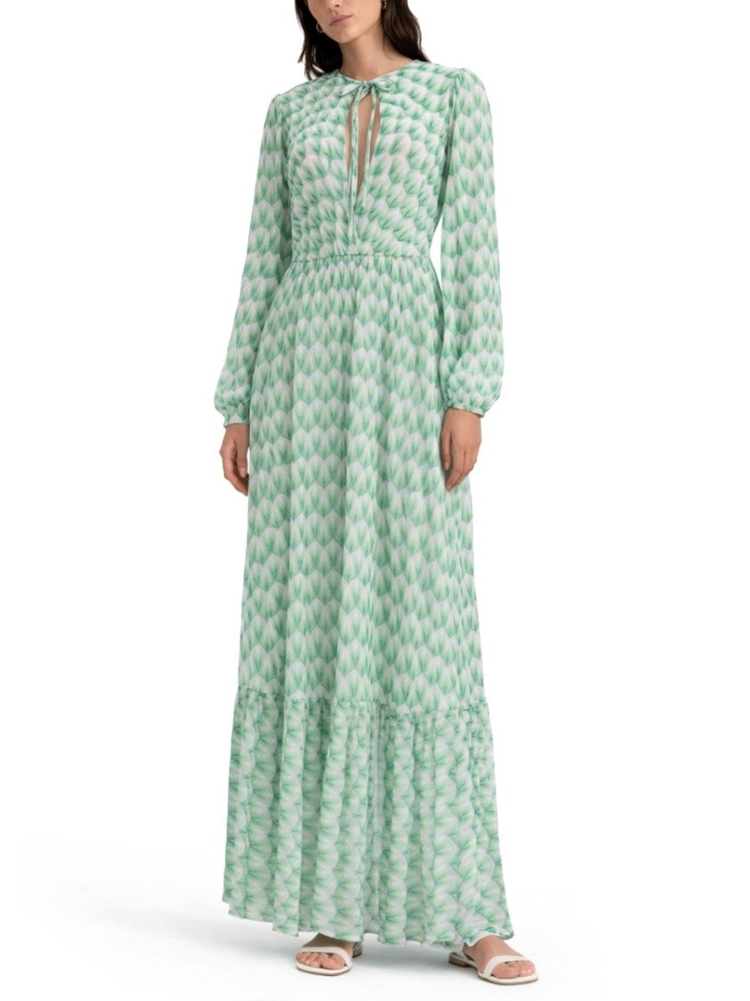 Missoni Green Geometric Viscose-Blend Evening Dress