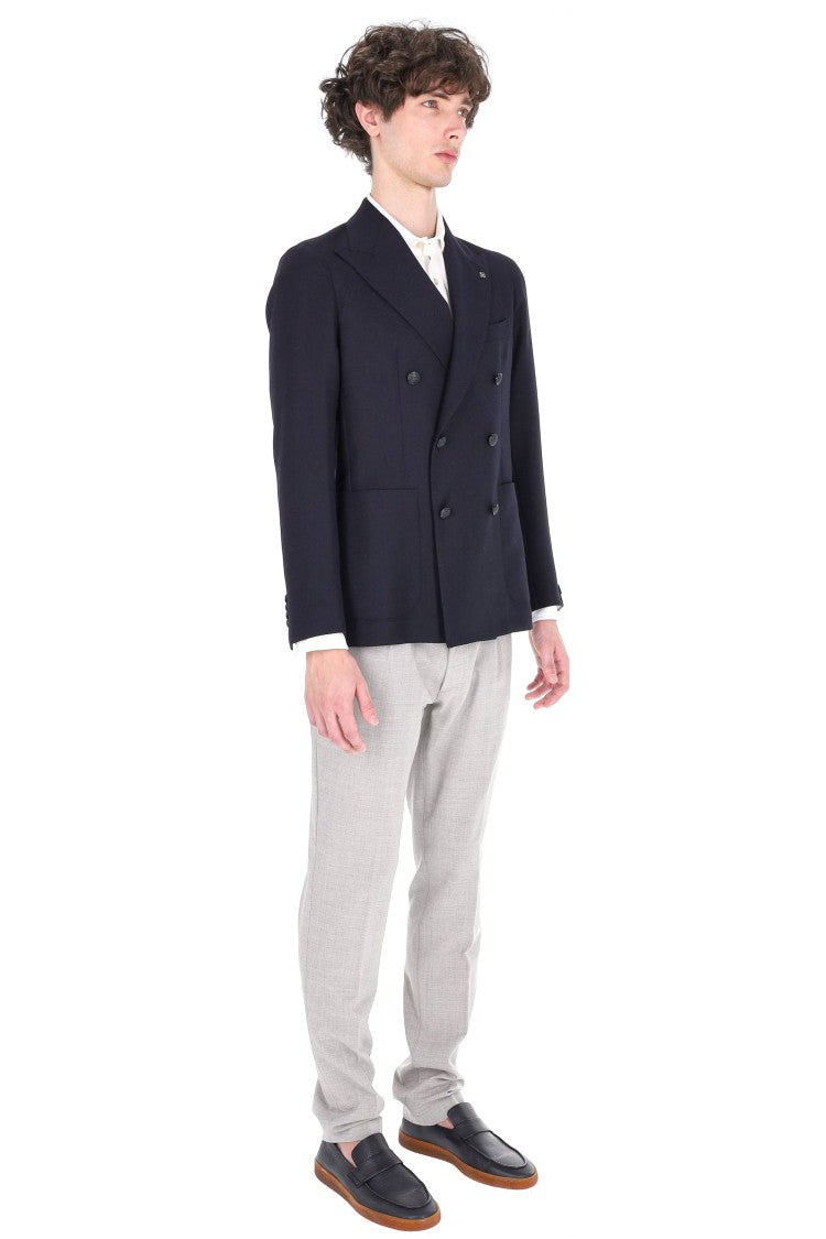 Tagliatore Montecarlo Herringbone Virgin Wool Double-Breasted Blazer
