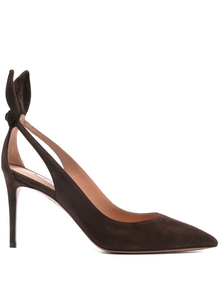 Aquazzura Brown Silk And Nylon Stiletto Pumps