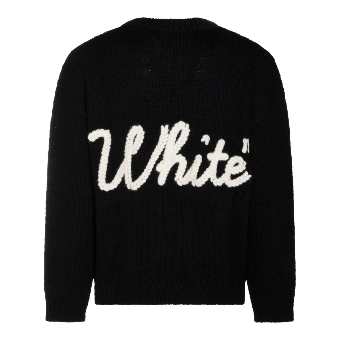 Off-White Black Wool Ribbed Crewneck Sweater