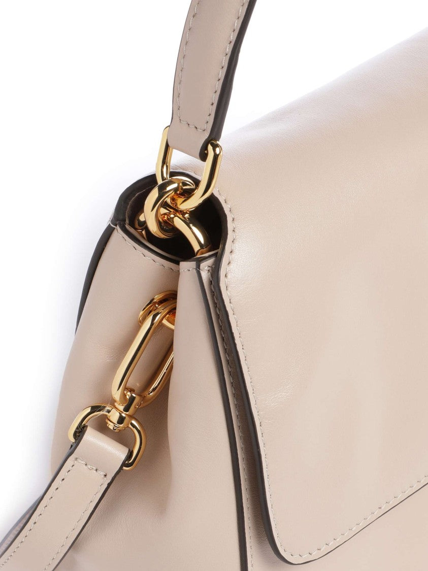 Furla Domus S Structured Neutral Leather Handbag