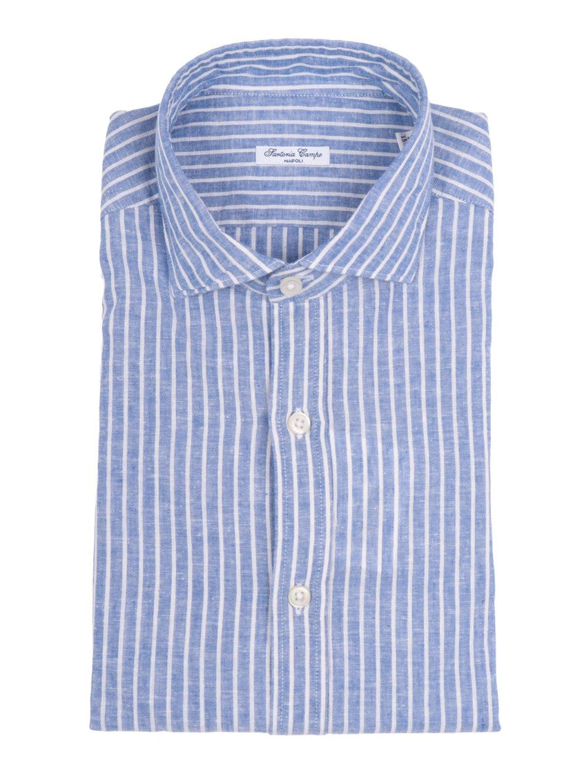 Sartoria Del Campo-Sonrisa Vertical Stripe Structured Casual Shirt