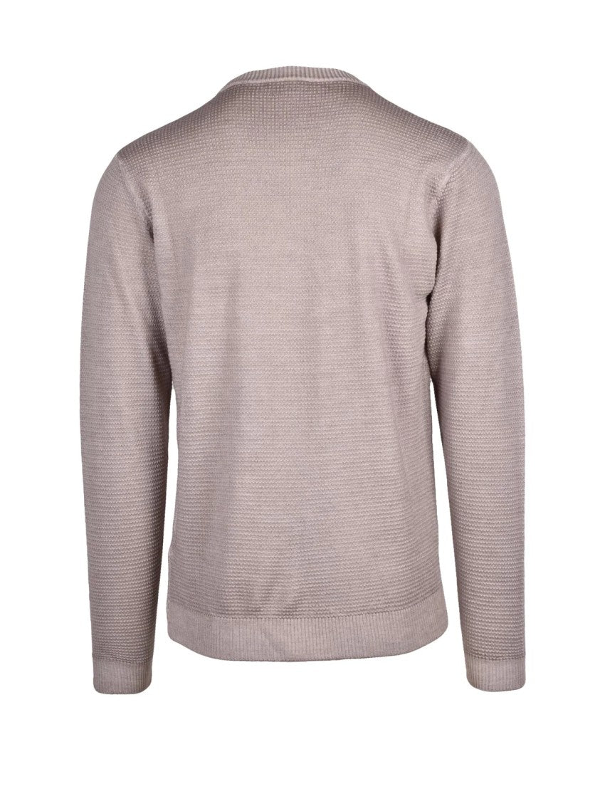 Wool & Co Finely Knitted Merino Crew Neck Pullover With Textured Pattern