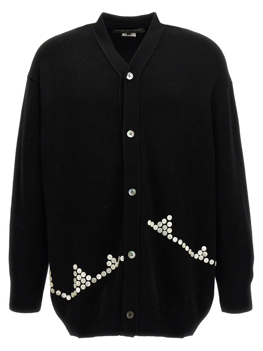 Comme Des Garçons Button Detail Knitwear Sweater With Cuffed Sleeves