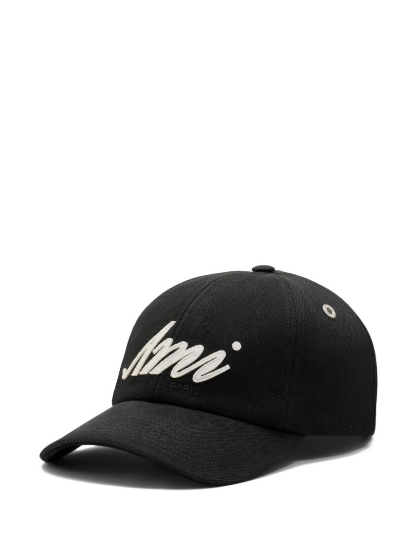 Ami Paris Felt Baseball Cap With Signature Embroidery