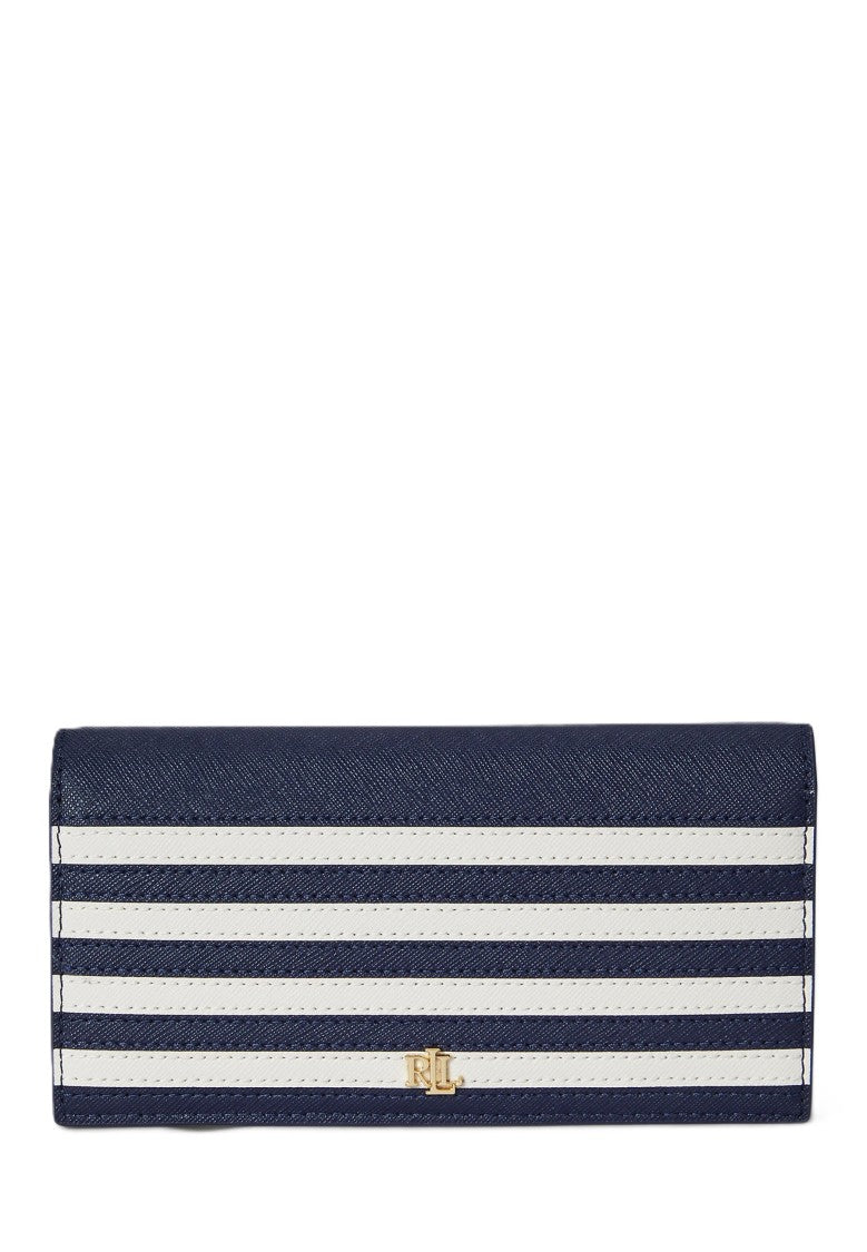 Lauren Ralph Lauren Navy Blue Crosshatch Leather Wallet