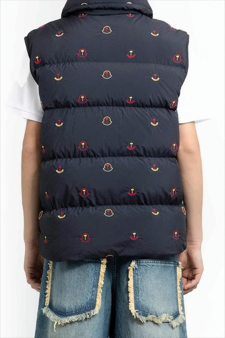 Moncler Padded Black Vest With High Collar