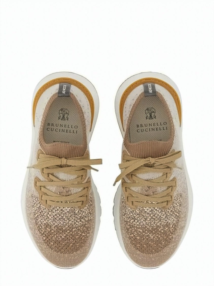Brunello Cucinelli Textured Knit Runner With White Rubber Sole