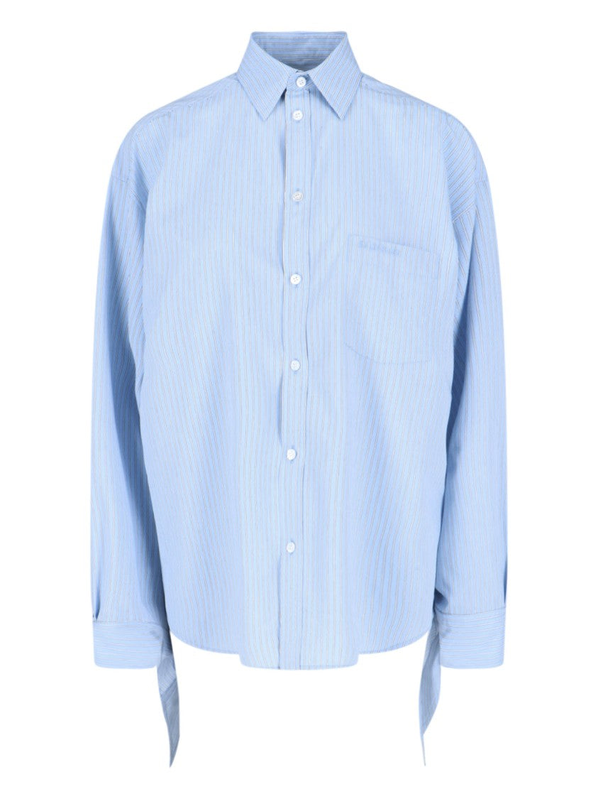Balenciaga Striped Shirt With Knotted Cuffs – Blue