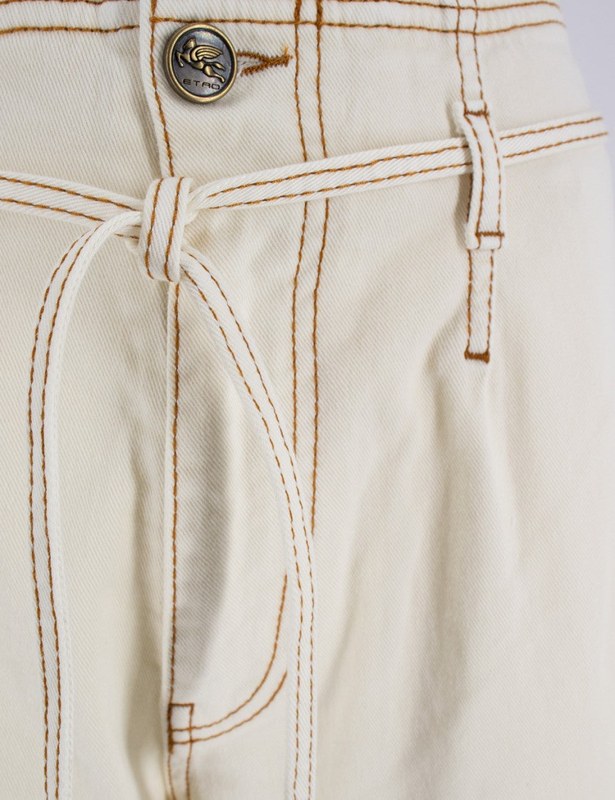 Etro High-Waisted White Denim Jeans