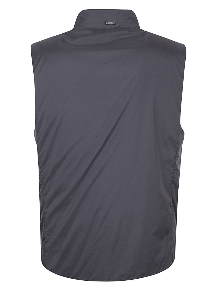 Herno Padded Blue Waistcoat With High Collar