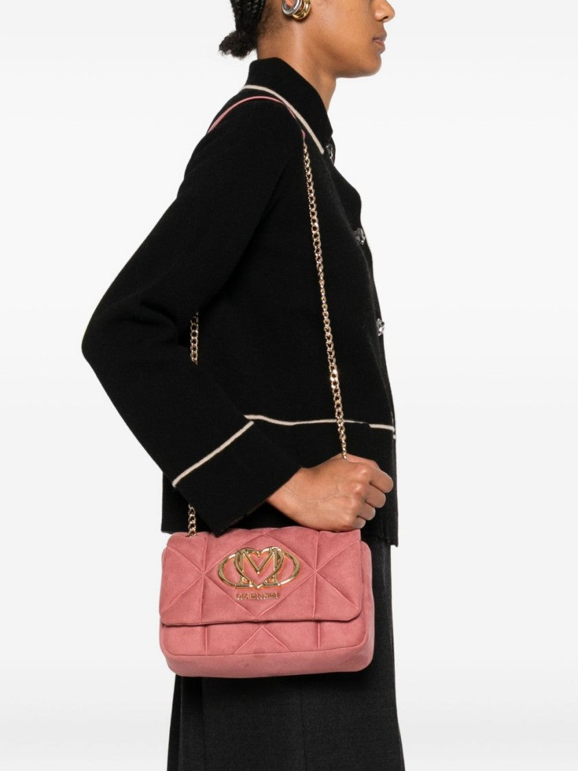 Love Moschino Quilted Pink Shoulder Bag With Chain Strap