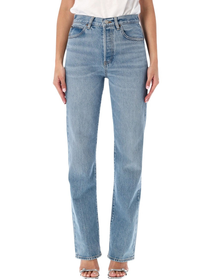 Frame The Vertical High-Waisted Distressed Straight-Leg Jeans
