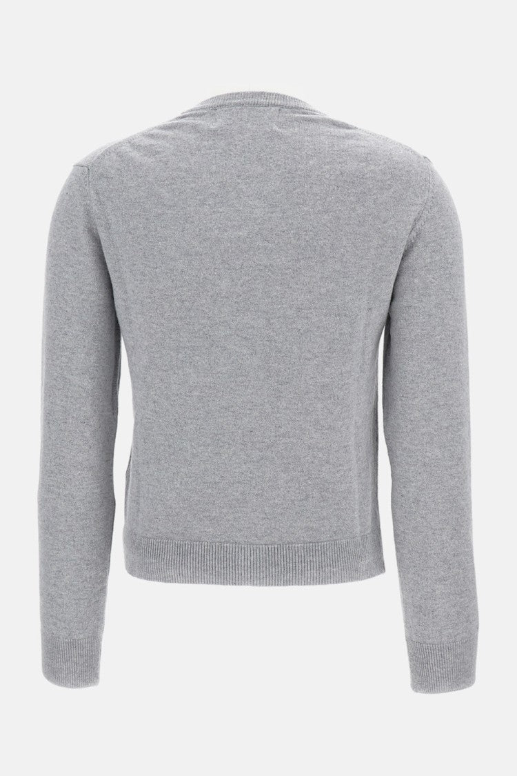 Alessandro Enriquez Slim Fit Crewneck Cardigan With Ribbed Detailing