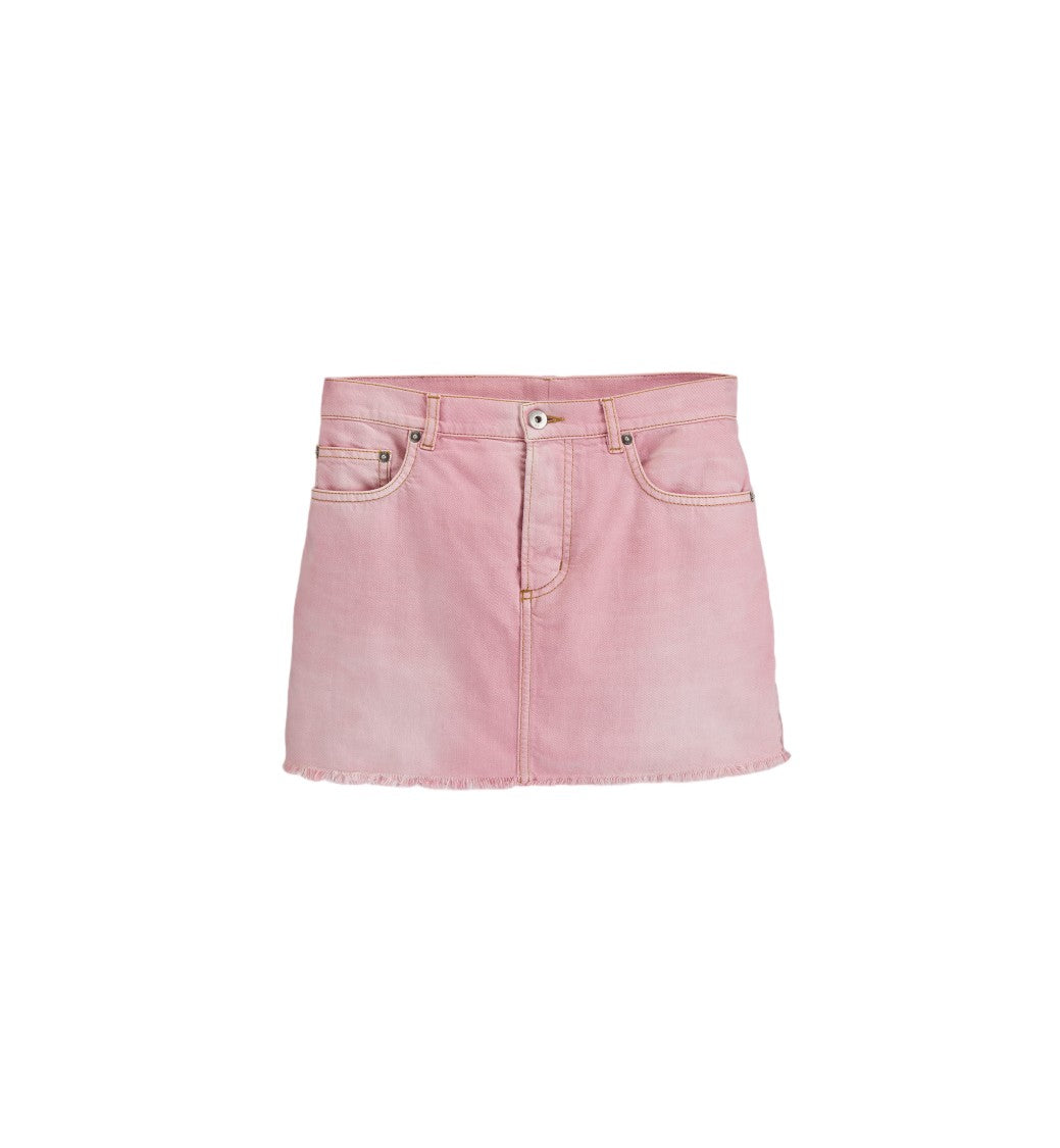 Christian Dior Pink Denim Mini Skirt Frayed Hem