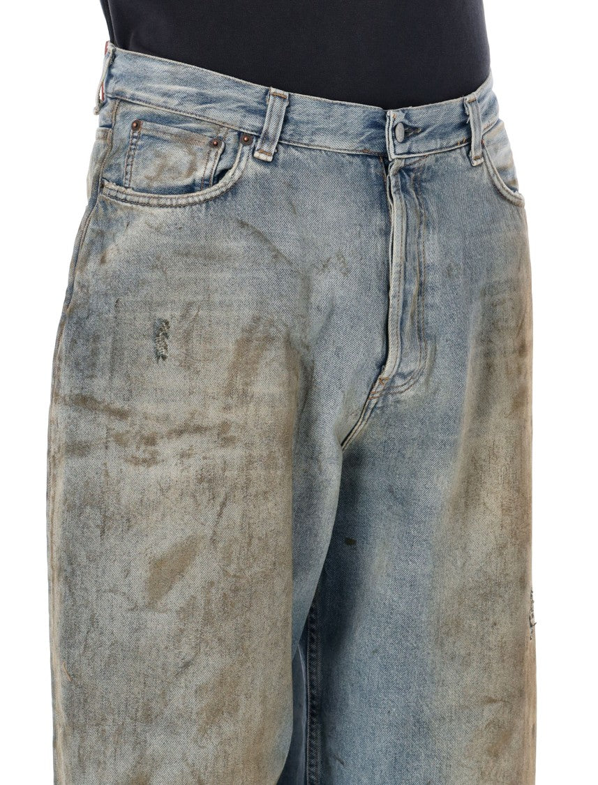 Acne Studios Baggy Low-Waist Jeans With Unique Hand-Applied Details